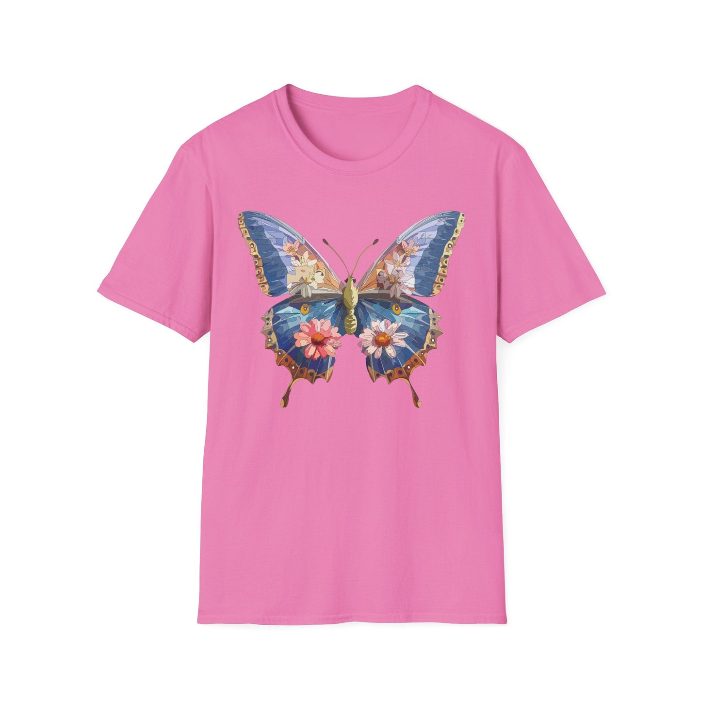 Butterfly T Shirt Unisex Softstyle 64000 Gildan Monarch Design 100 Percent Ring Spun Cotton Tee