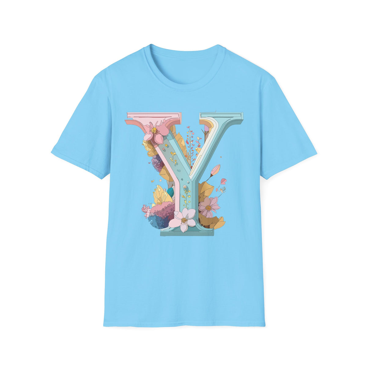 Floral Letter V T-Shirt | Pastel Monogram Tee