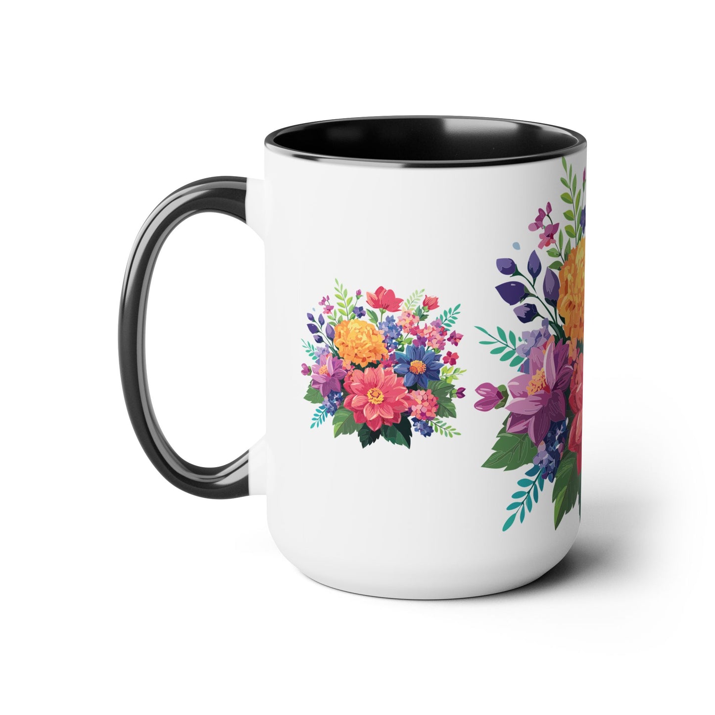 Tazas de café de dos tonos con flores