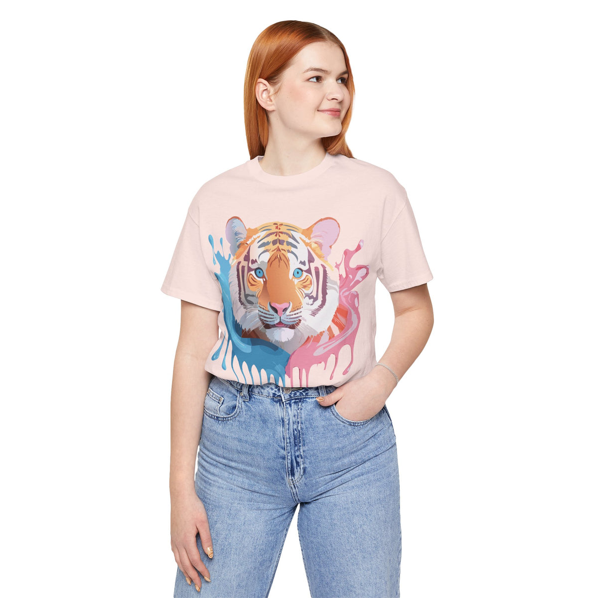 Tiger Graphic Unisex Cotton Bella+Canvas Tee with Art Animal Design e59