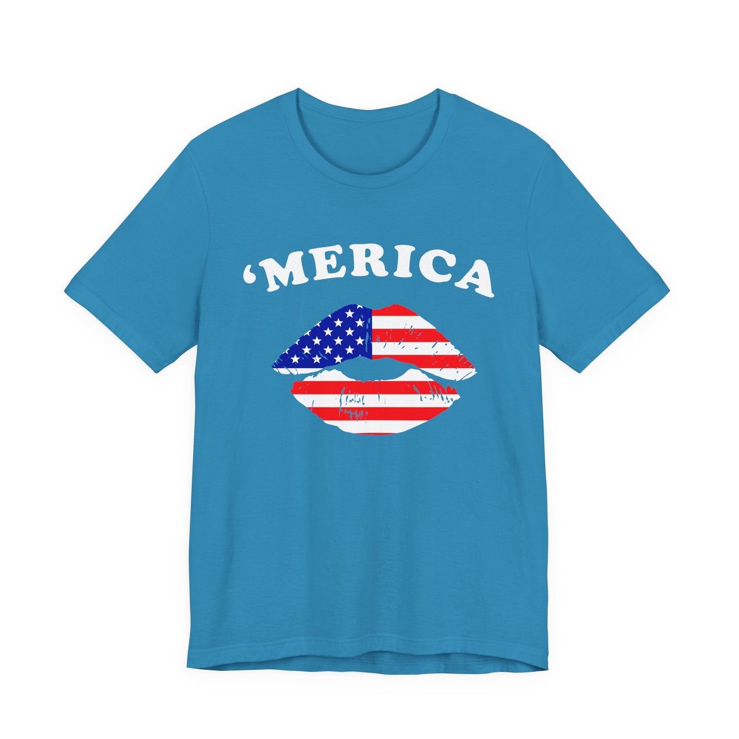 American Flag Lip Graphic Unisex Cotton T-Shirt a9