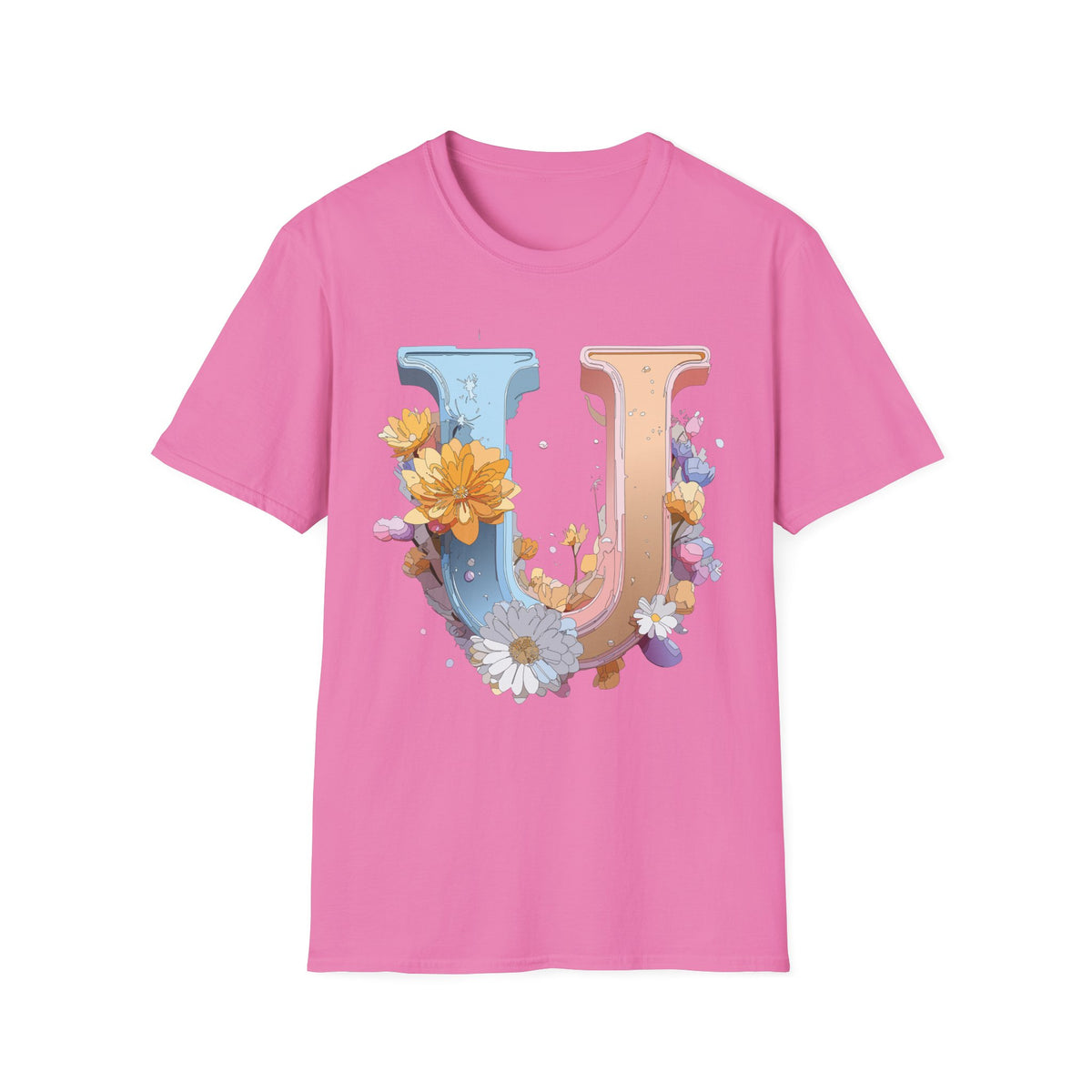 Floral Letter U T-Shirt | Botanical Monogram Tee