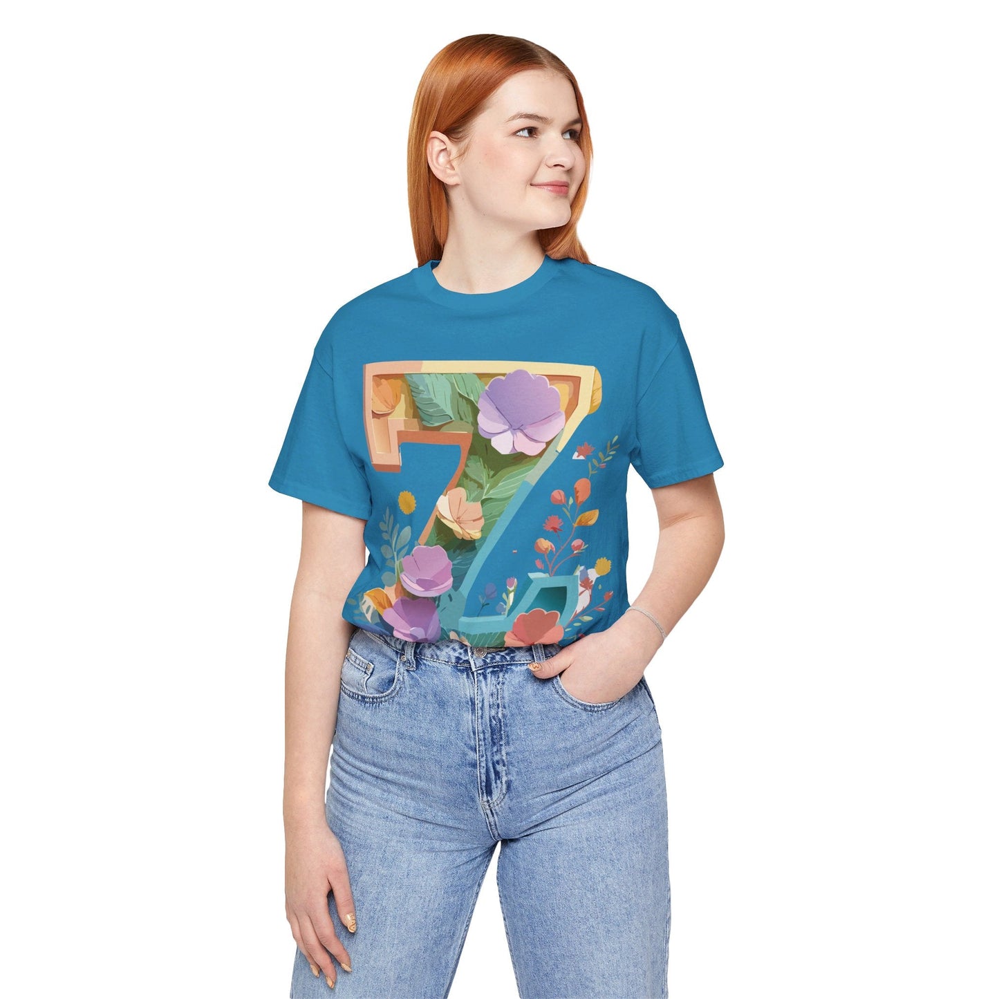 Letter Z Unisex Graphic Tee Vintage Inspired Artwork Jersey Short Sleeve