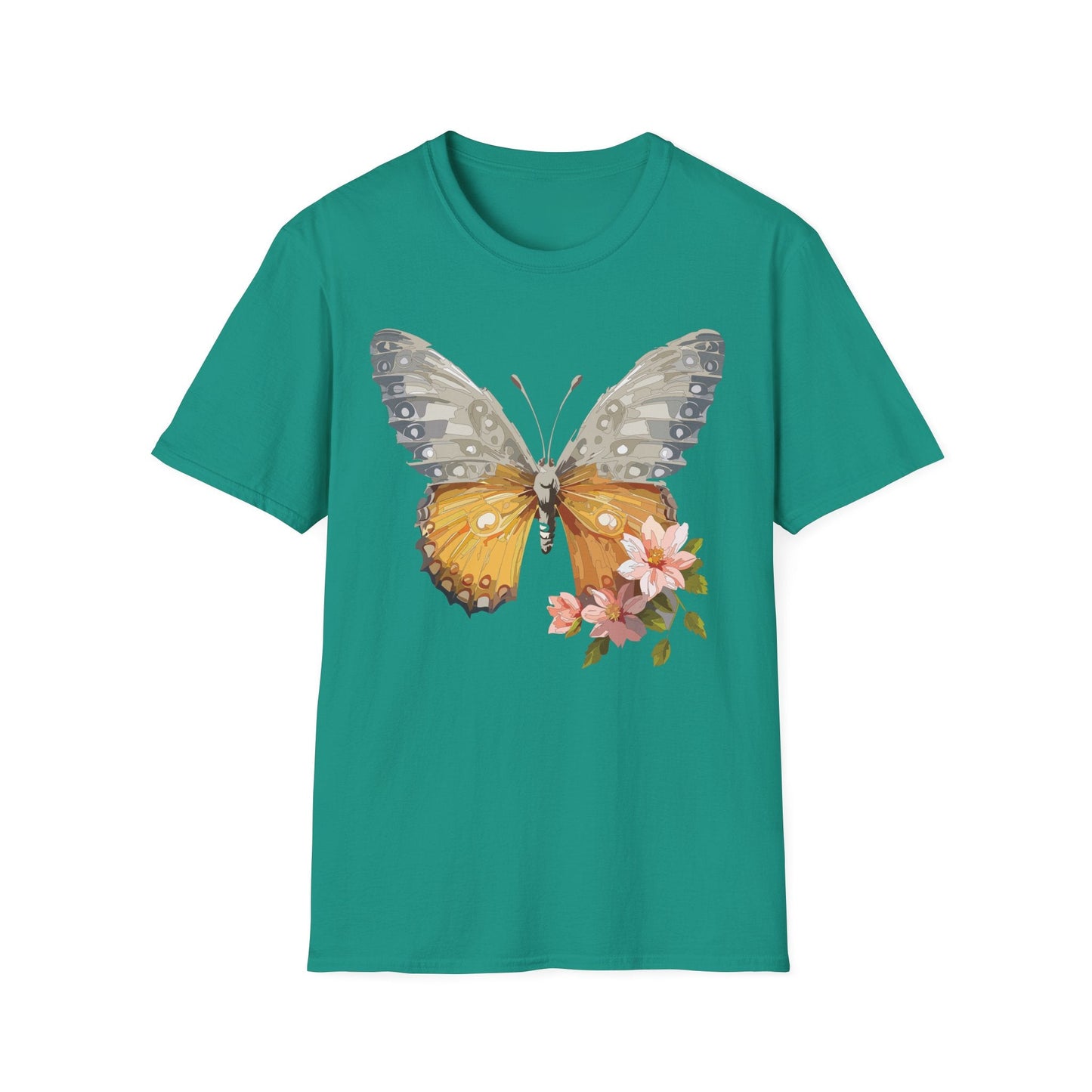 Unisex Butterfly T Shirt Monarch Print Softstyle Cotton Tee Gildan 64000 Lightweight Comfort