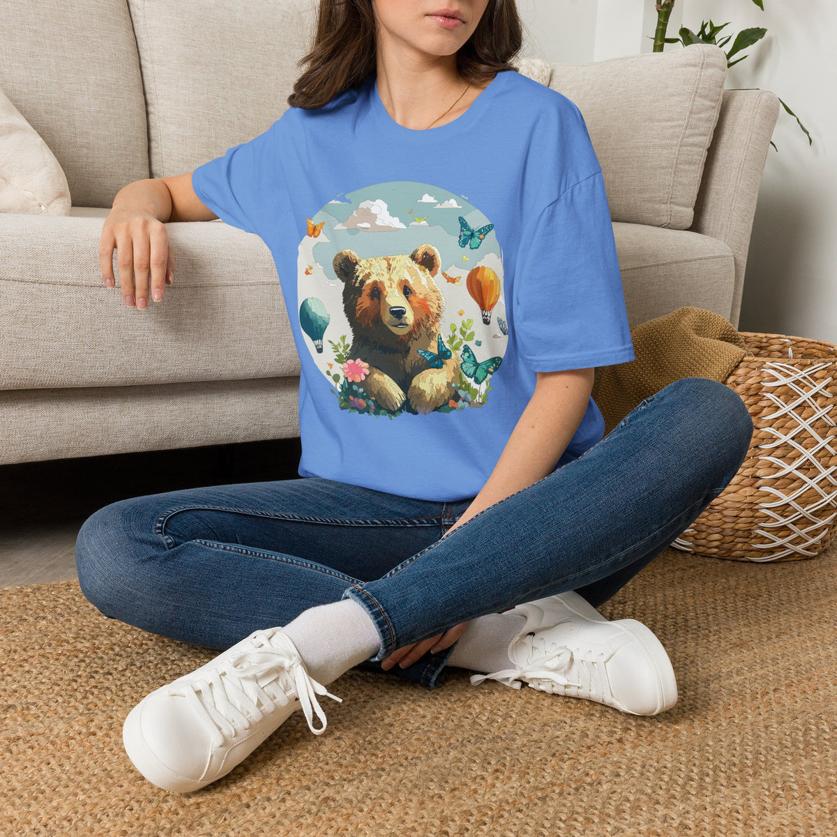 Cute Teddy Bear Balloon Garden Graphic Tee Unisex 100 Cotton Gildan T-Shirt