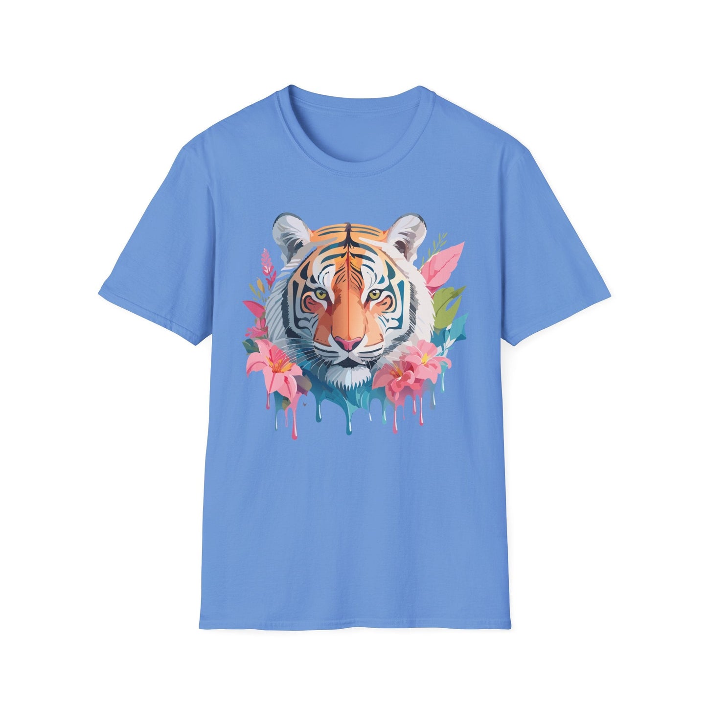 Tiger Print Unisex Softstyle T Shirt Short Sleeve Gildan 64000 Tee