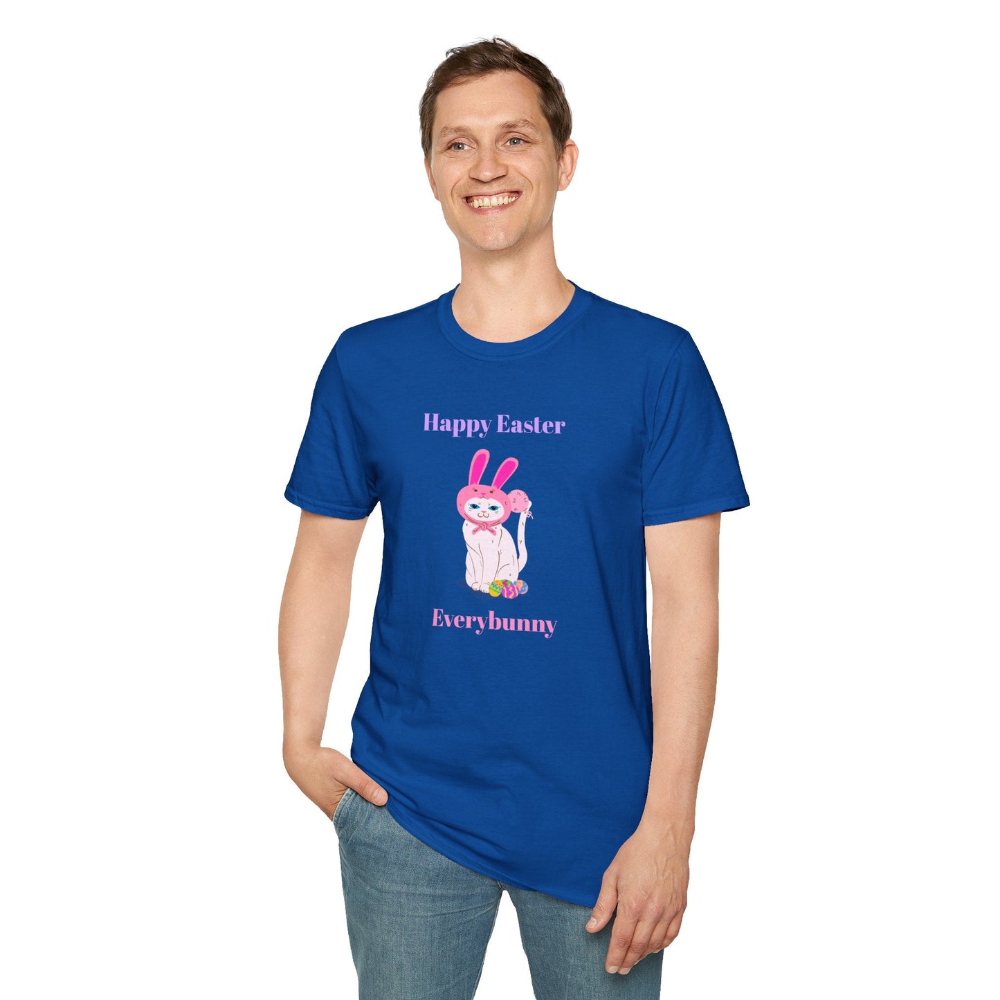 Unisex Easter Bunny T Shirt Softstyle 64000 Tee With Easter Design Print Gildan 100 Percent Ring Spun Cotton