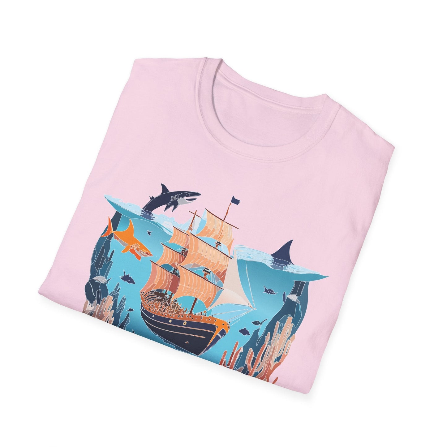 Ocean Tee Shirt Unisex Softstyle 64000 U Boat Design 100 Percent Ring Spun Cotton Tee