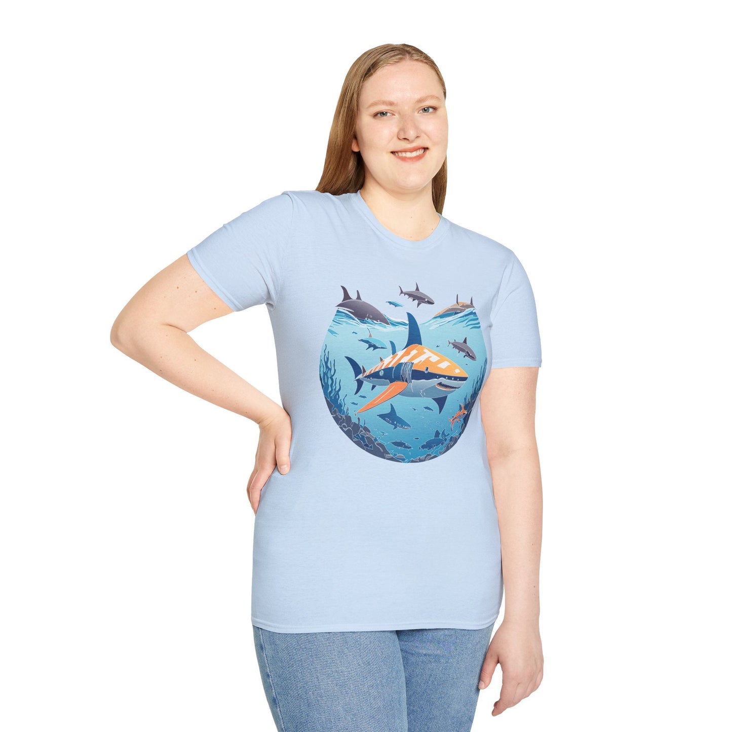 Ocean Tee Shirt Unisex Softstyle Gildan 64000 100 Percent Ring Spun Cotton Breathable U Boat Design