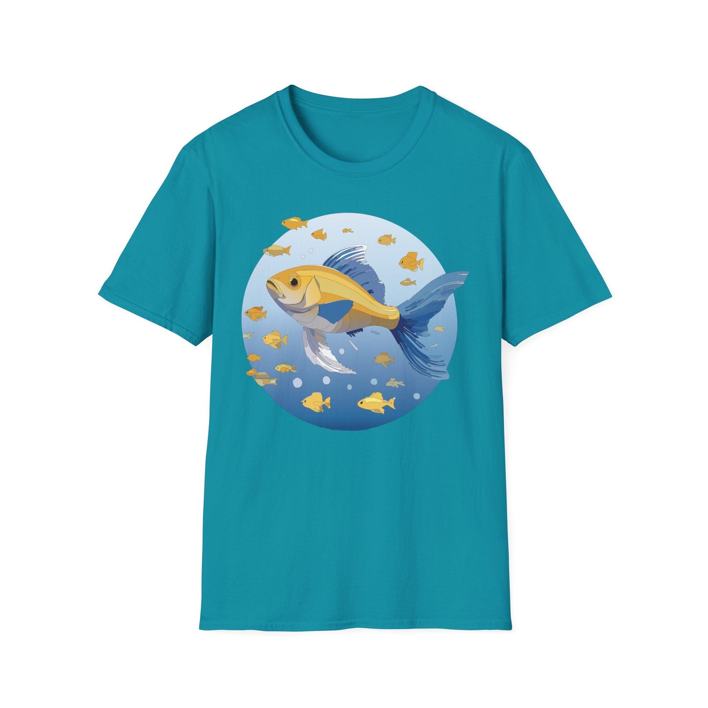 Fish Art Graphic Tee Shirt For Men And Women Unisex Cotton Softstyle Tee With Fish Artwork Design