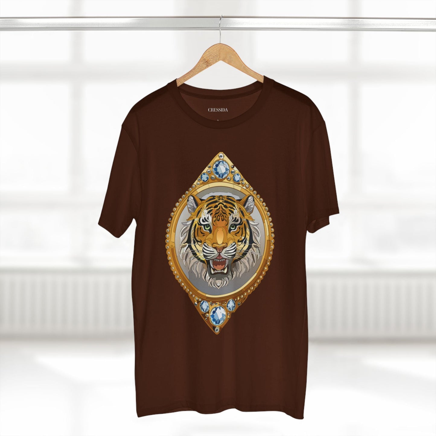 Tiger Graphic Unisex 100 Cotton Tee With Unique Animal Golden Medallion Art Design 1