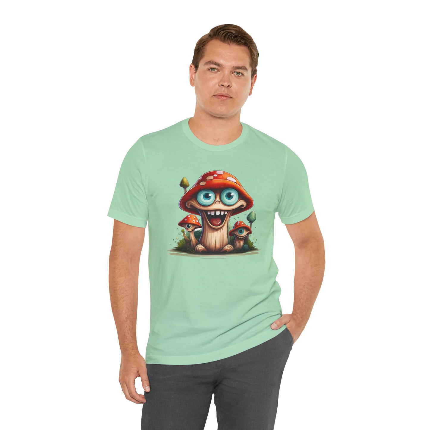 Cute Mushroom Graphic Tee, Fun Cartoon Shirt, Funny Mushroom Shirt, Cute Cartoon Tees, Graphic T-Shirt, Art Design T-Shirt