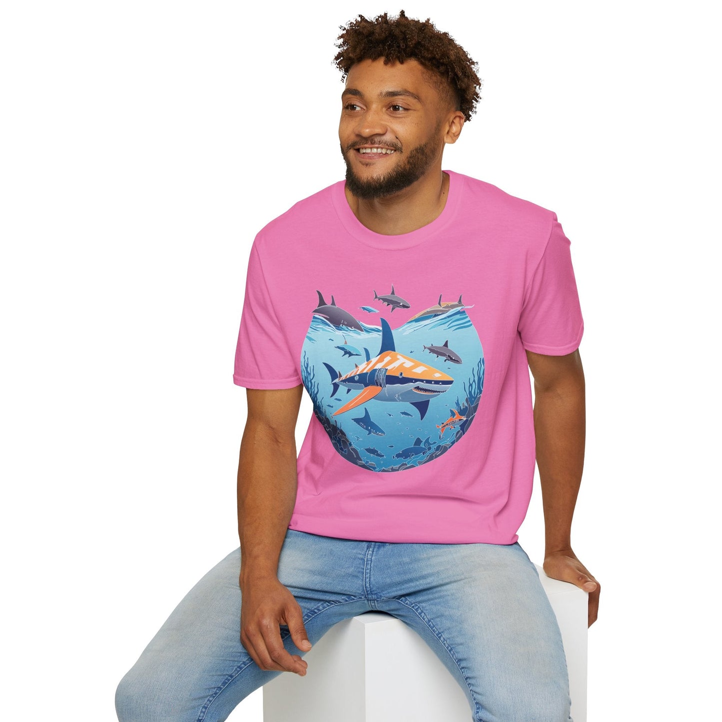 Ocean Tee Shirt Unisex Softstyle Gildan 64000 100 Percent Ring Spun Cotton Breathable U Boat Design