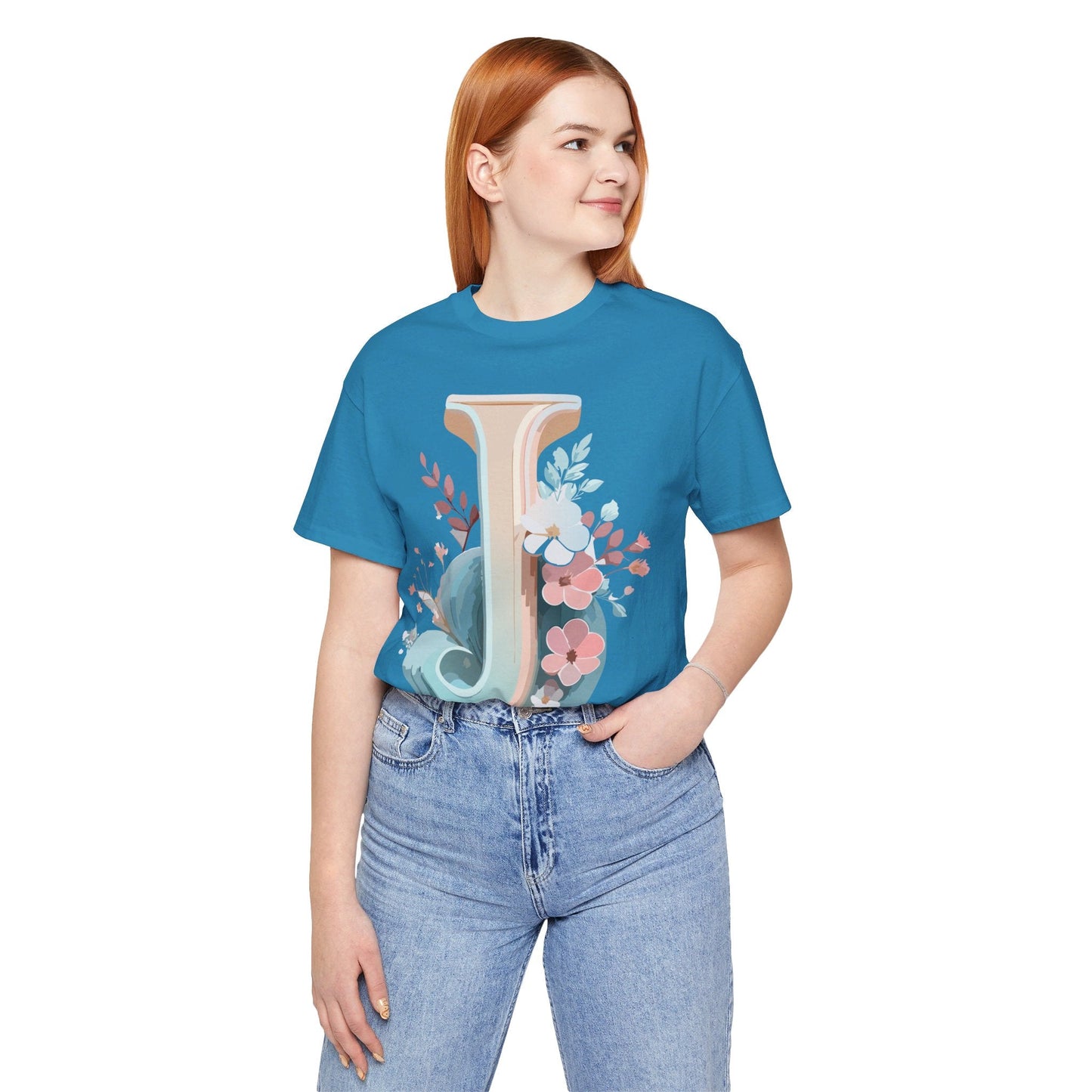 Letter J Shirt Graphic Unisex Tee With Original Vintage Inspired Artwork By Adelpha