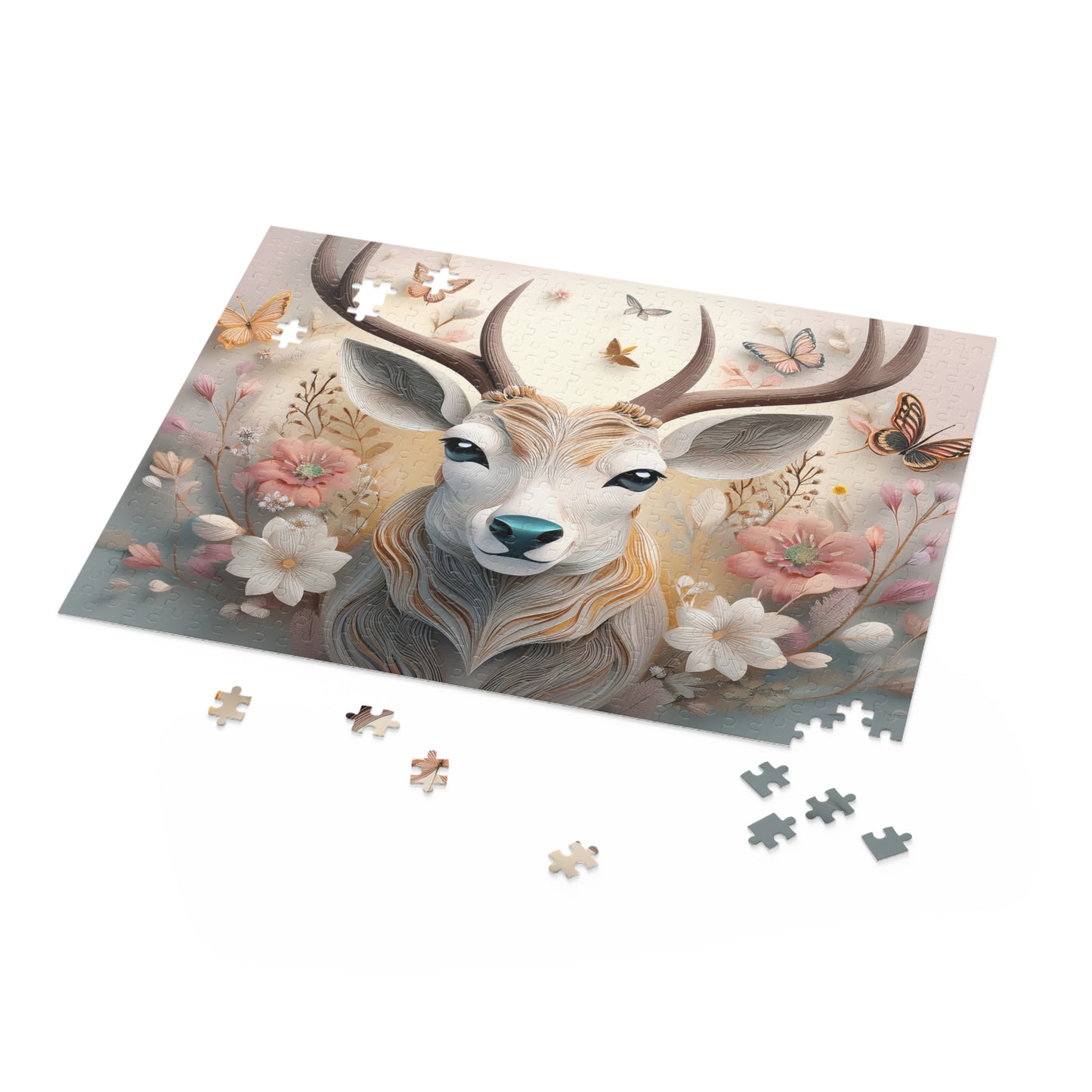 Puzzles-48 Kids Deer Puzzle 500-Piece  Floral Deer Puzzle 500-Piece, Animals Kids Puzzles Size: 16" x 20",  Ages 9+