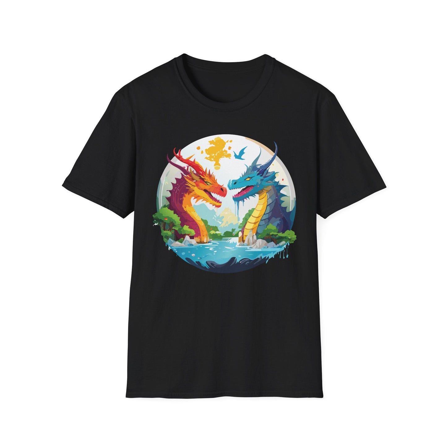 Dragon T Shirt Unisex Gildan Softstyle 64000 100 Percent Cotton Animal Print Tee Artwork