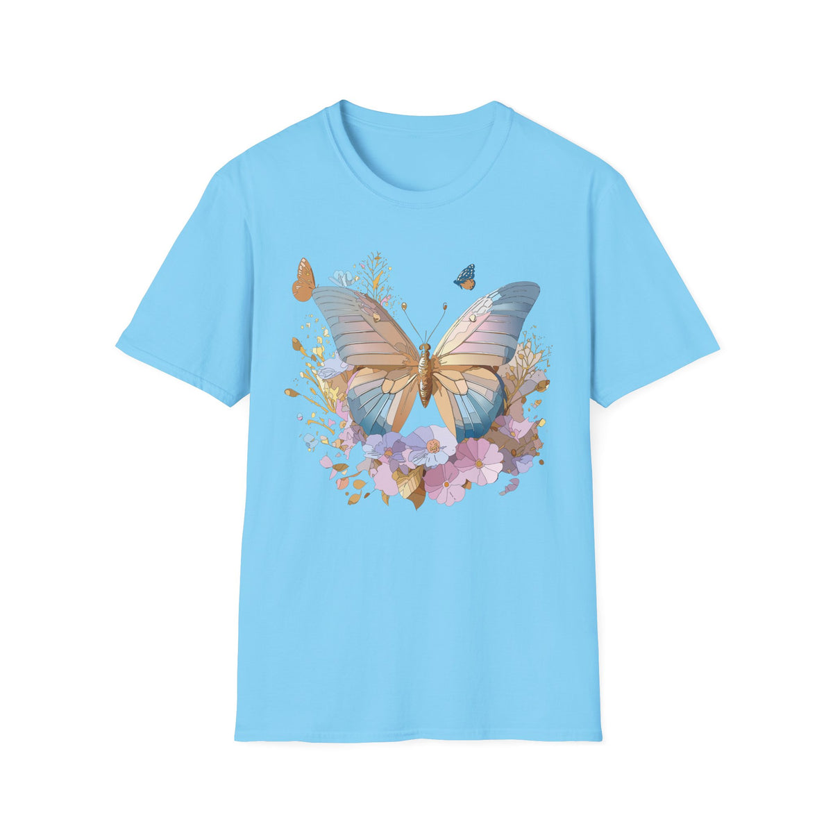Butterfly Floral Tee — Pastel Garden Butterfly Graphic Tee Unisex 100 Cotton Gildan T-Shirt