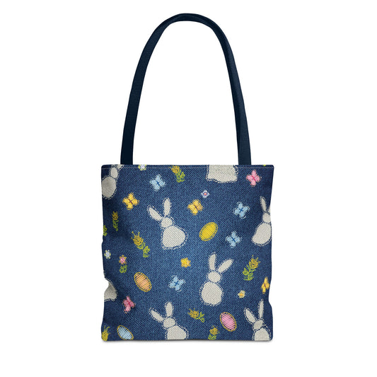 Easter Graphic Design Denim Fabric Imitation Print Unisex Canvas Bag Poly Spun 3 Sizes Tote Bag 204-2