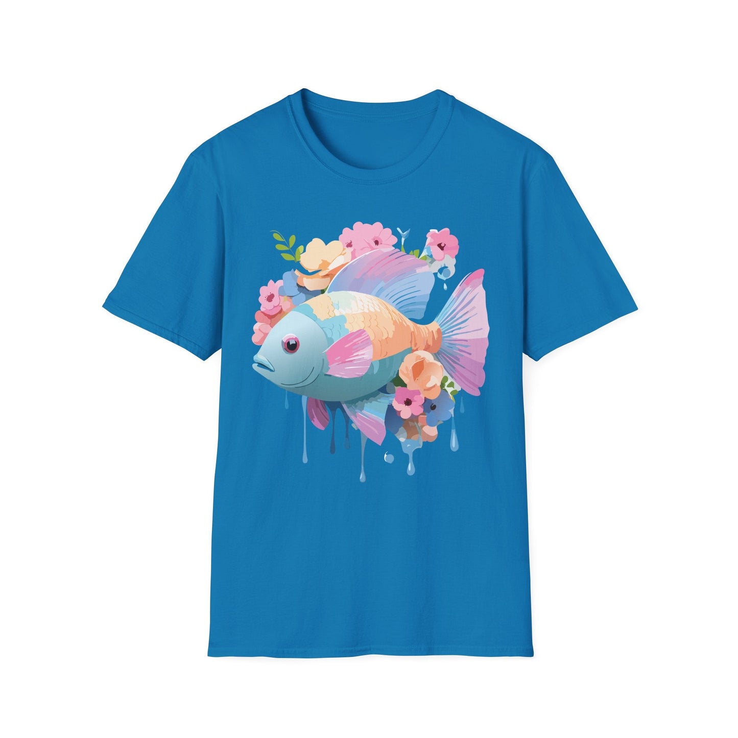 Fish Art Design Graphic Tee Unisex Short Sleeve T Shirt With Fish Artwork Premium Cotton