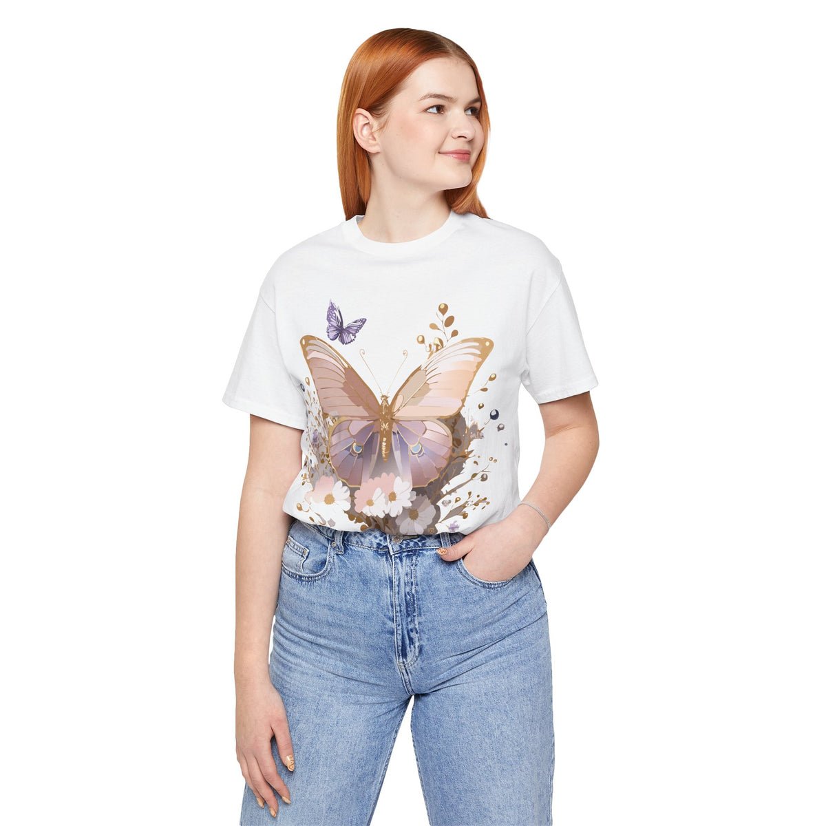 Butterfly Graphic Unisex Cotton Bella+Canvas Tee with Art Design n76