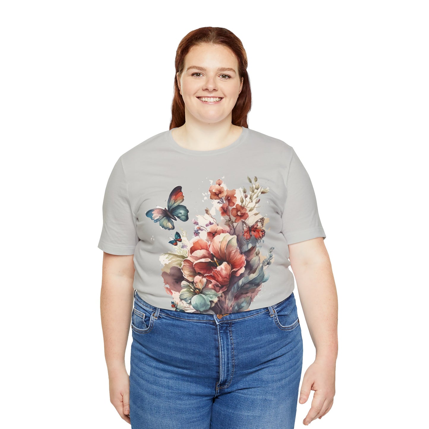 Cotton Tee Shirt with Butterfly Prints