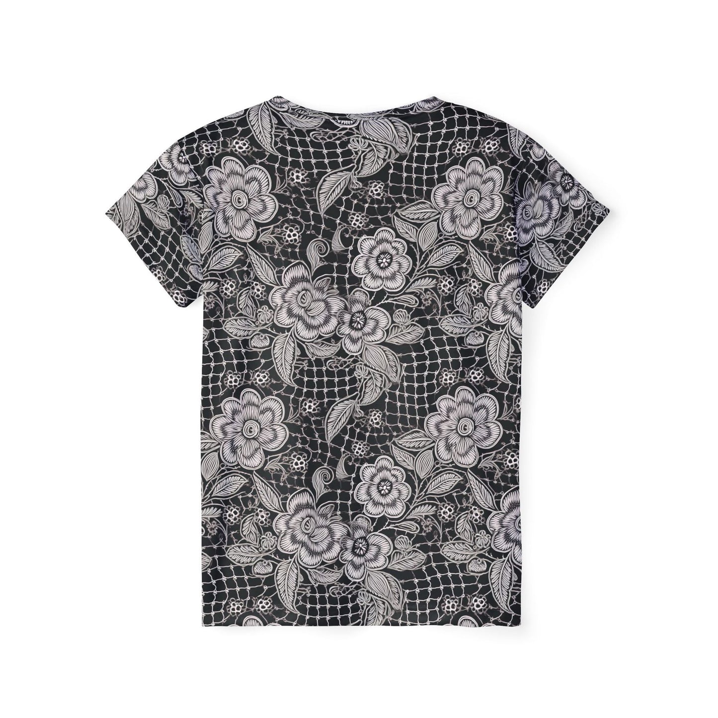 Women Poly T-Shirt with Lace Print 2