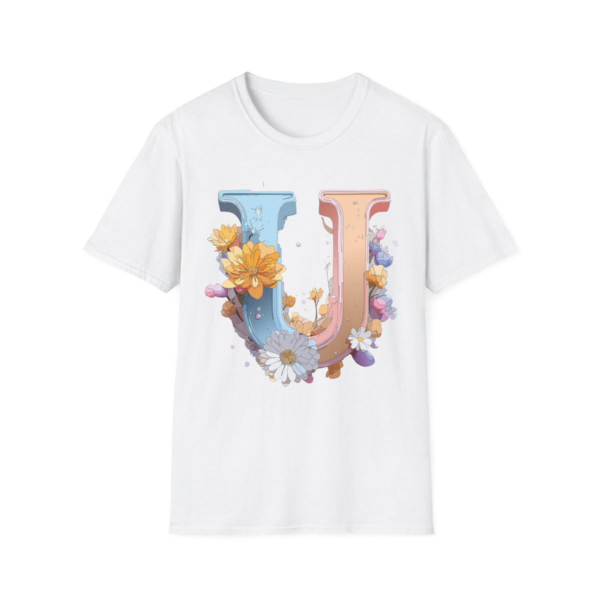 Floral Letter U T-Shirt | Botanical Monogram Tee