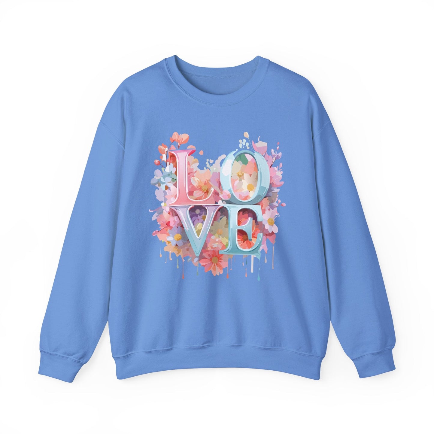 Floral Love Sweatshirt Unisex Valentines Day Crewneck Gildan 18000 50 Cotton 50 Polyester