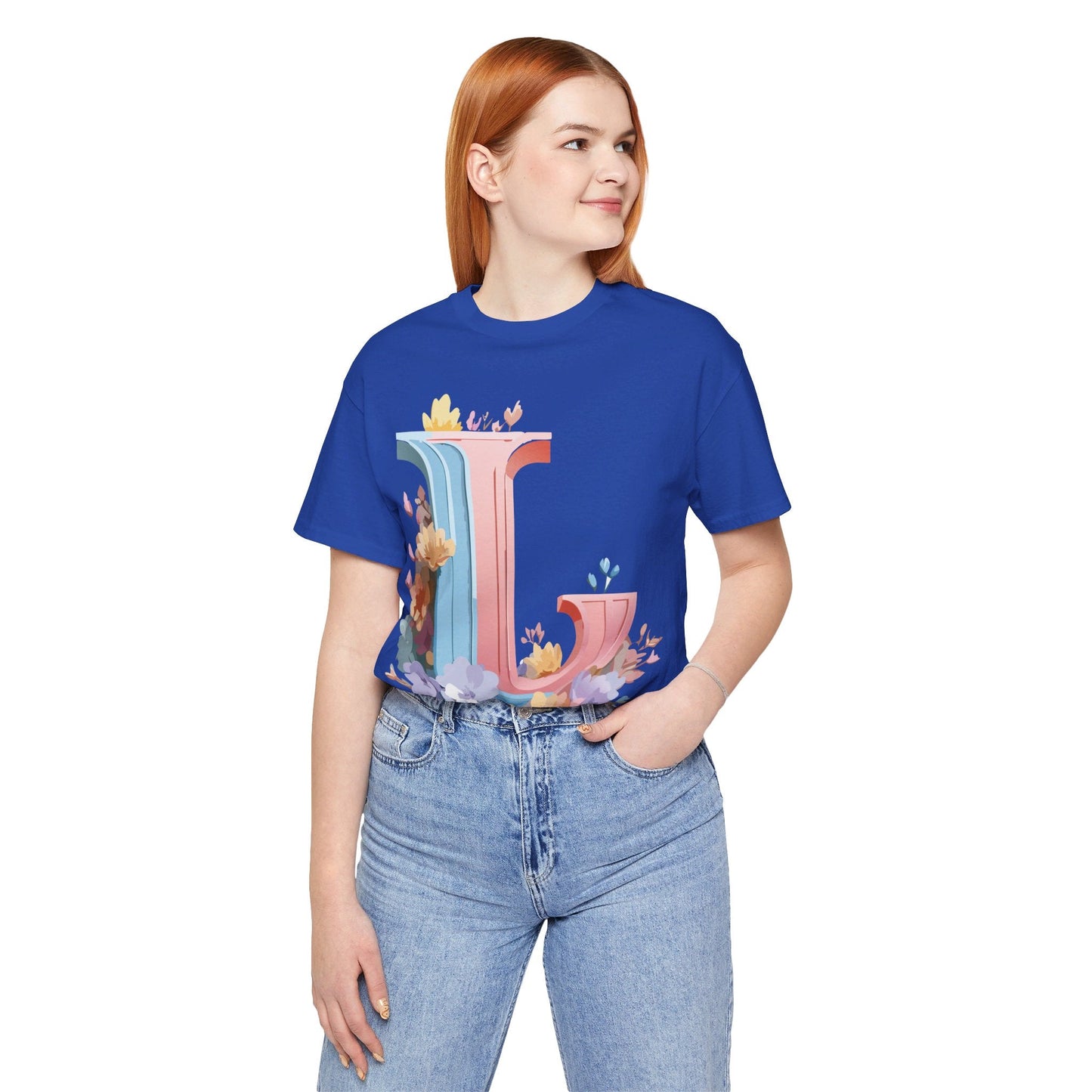 Letter L Shirt Graphic T Shirt Unisex Short Sleeve Vintage Inspired Artwork By Adelpha