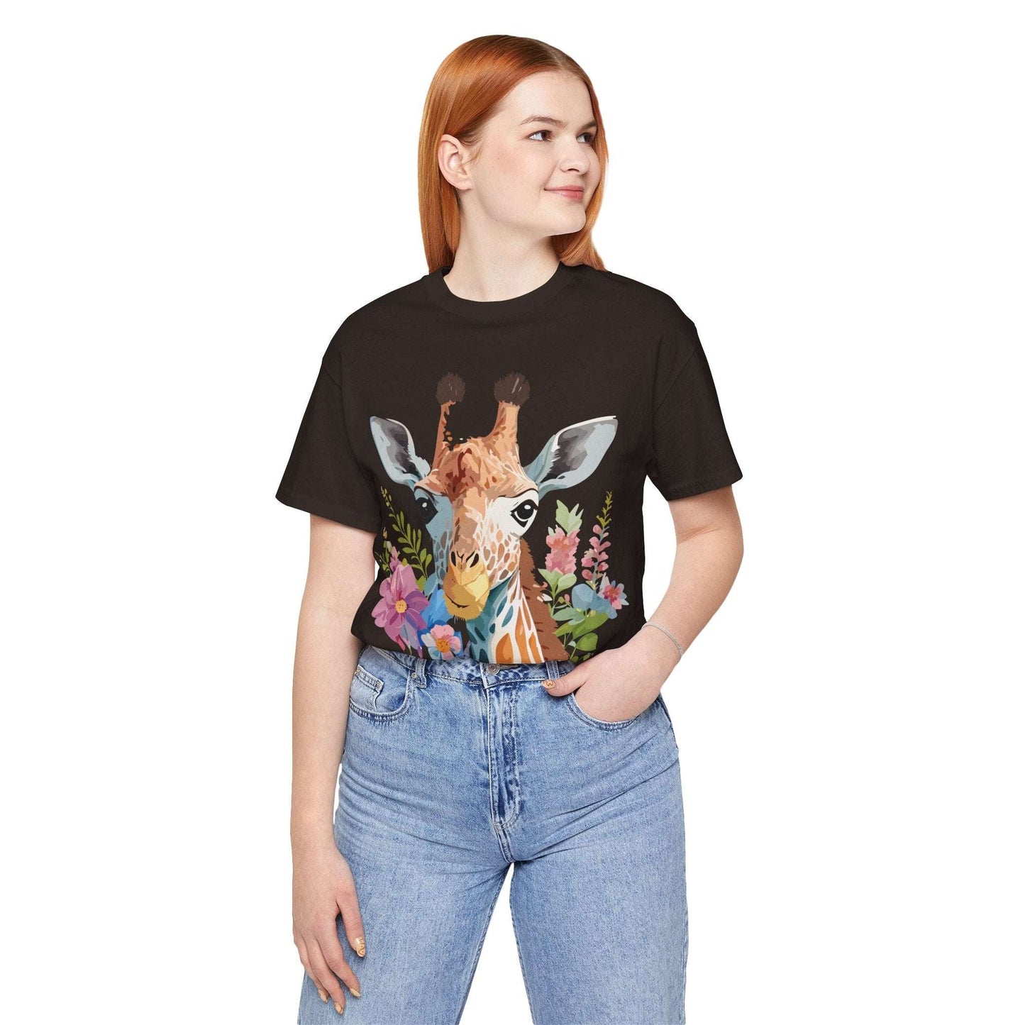 Giraffe Graphic Unisex 100 Cotton Vintage Animal Art T-Shirt 3