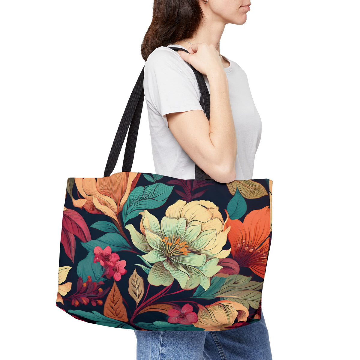 Floral Print Poly Canvas Weekender Bag 2