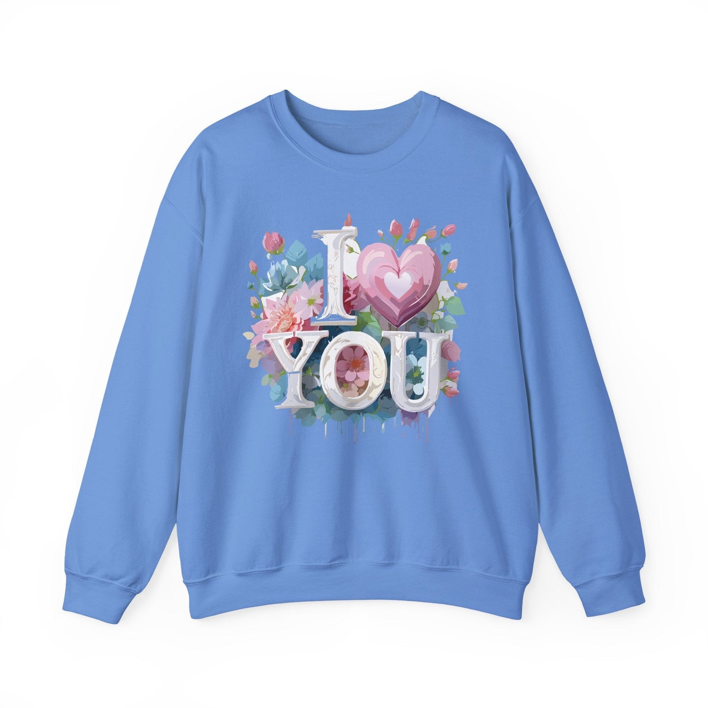 Floral Love Sweatshirt Unisex Valentine Day Flower Print Crewneck Gildan 18000 Cozy