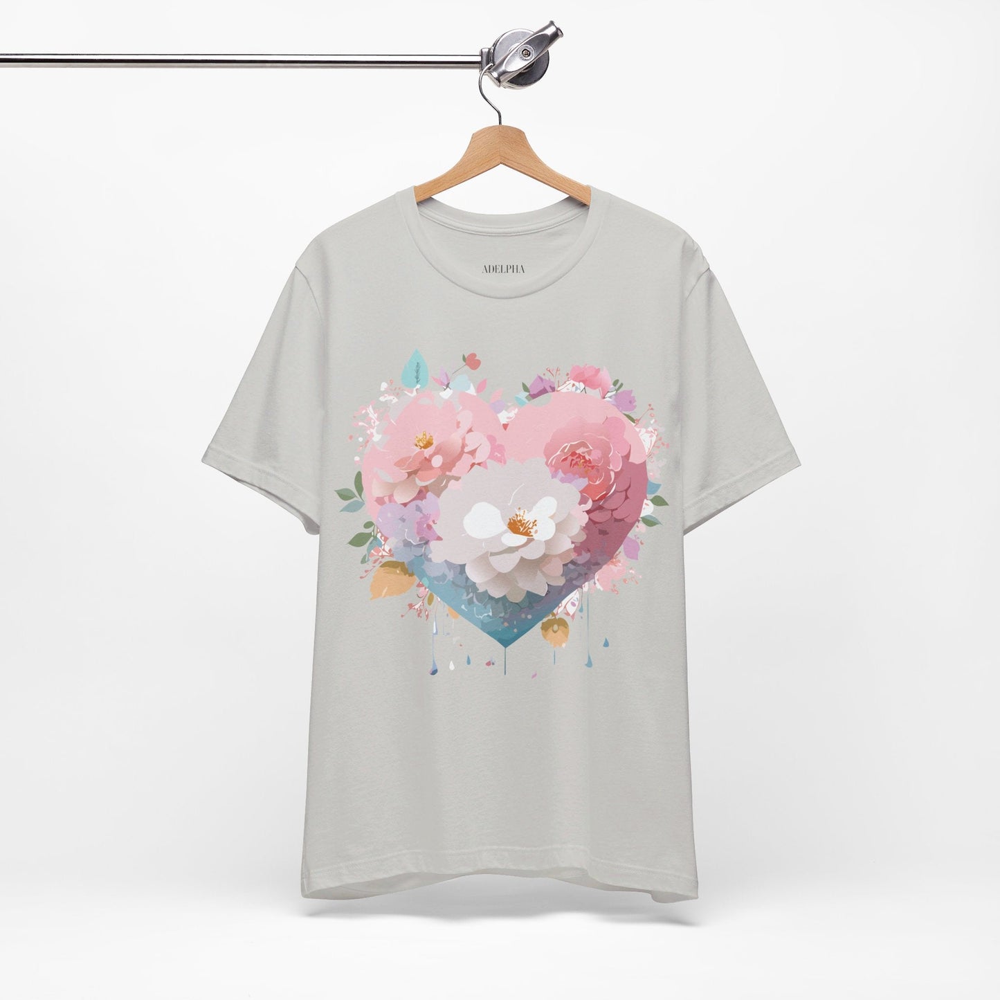 Valentine Day Graphic Unisex 100 Cotton Vintage Artwork with Love and Flower Design Tee 35