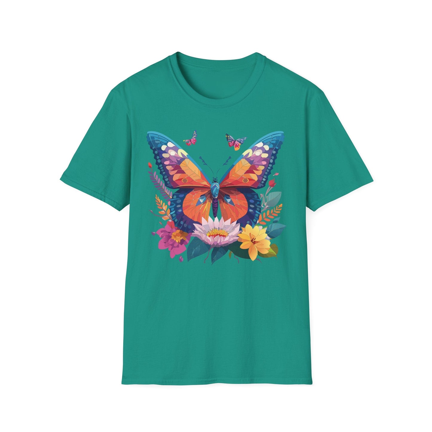 Butterfly Print Unisex T Shirt Softstyle 64000 Monarch Butterfly Themed Tee Ring Spun Cotton