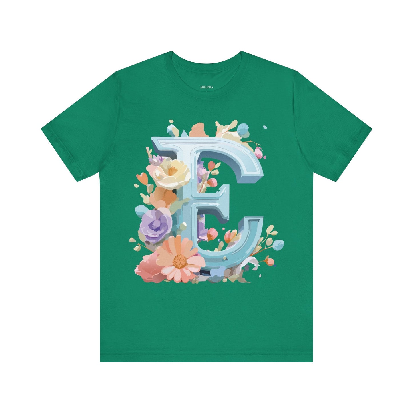 Letter E Graphic Tee Unisex Vintage Inspired Art Design Adelpha Short Sleeve Shirt