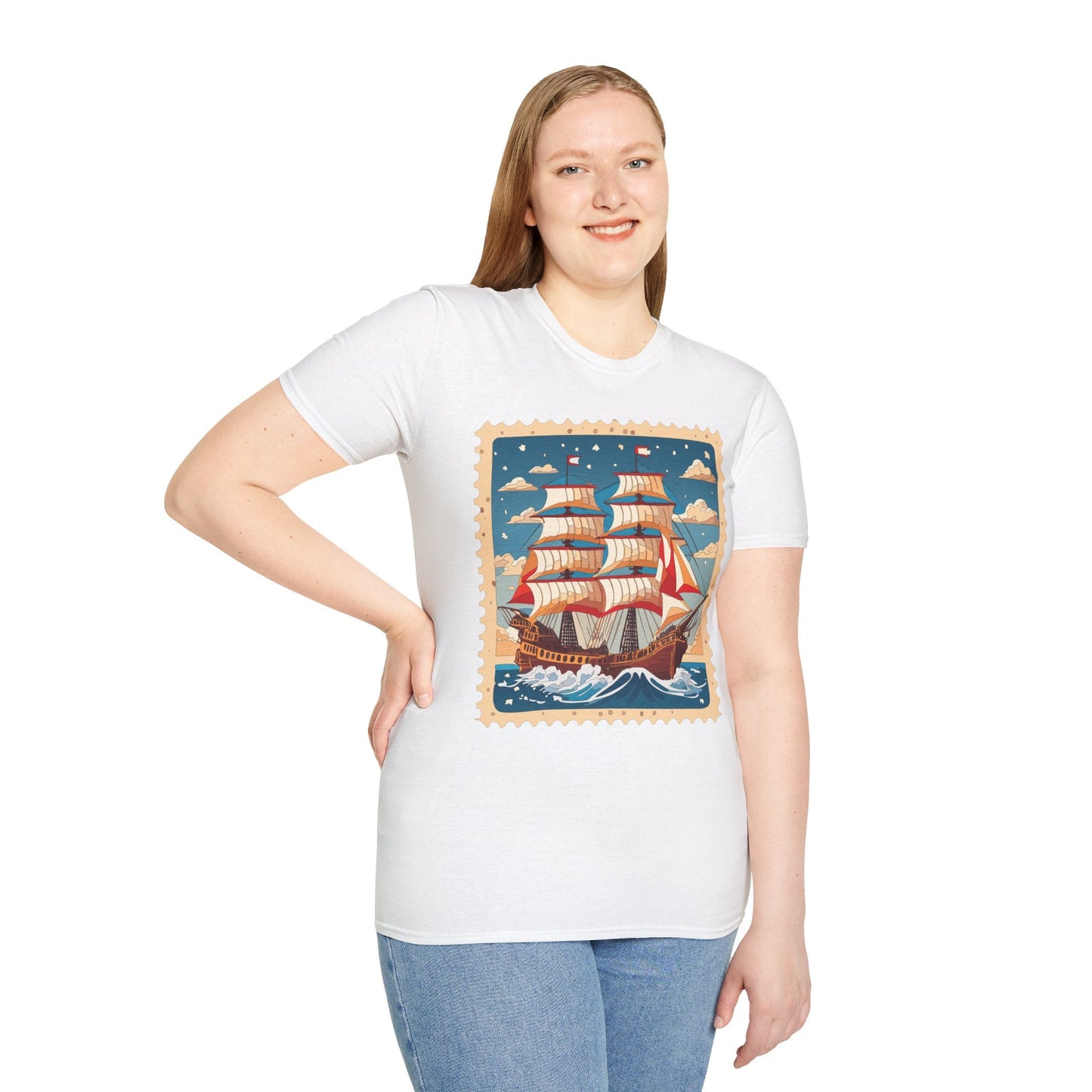 Ship T Shirt Unisex Frigate Vessel Tee Gildan Softstyle 64000 100 Percent Ring Spun Cotton