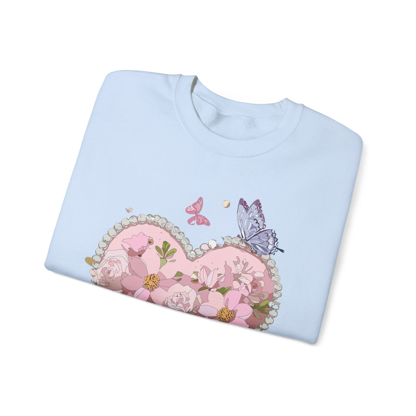 Floral Heart Sweatshirt for Unisex Valentines Day Crewneck Heart Floral Print Gift