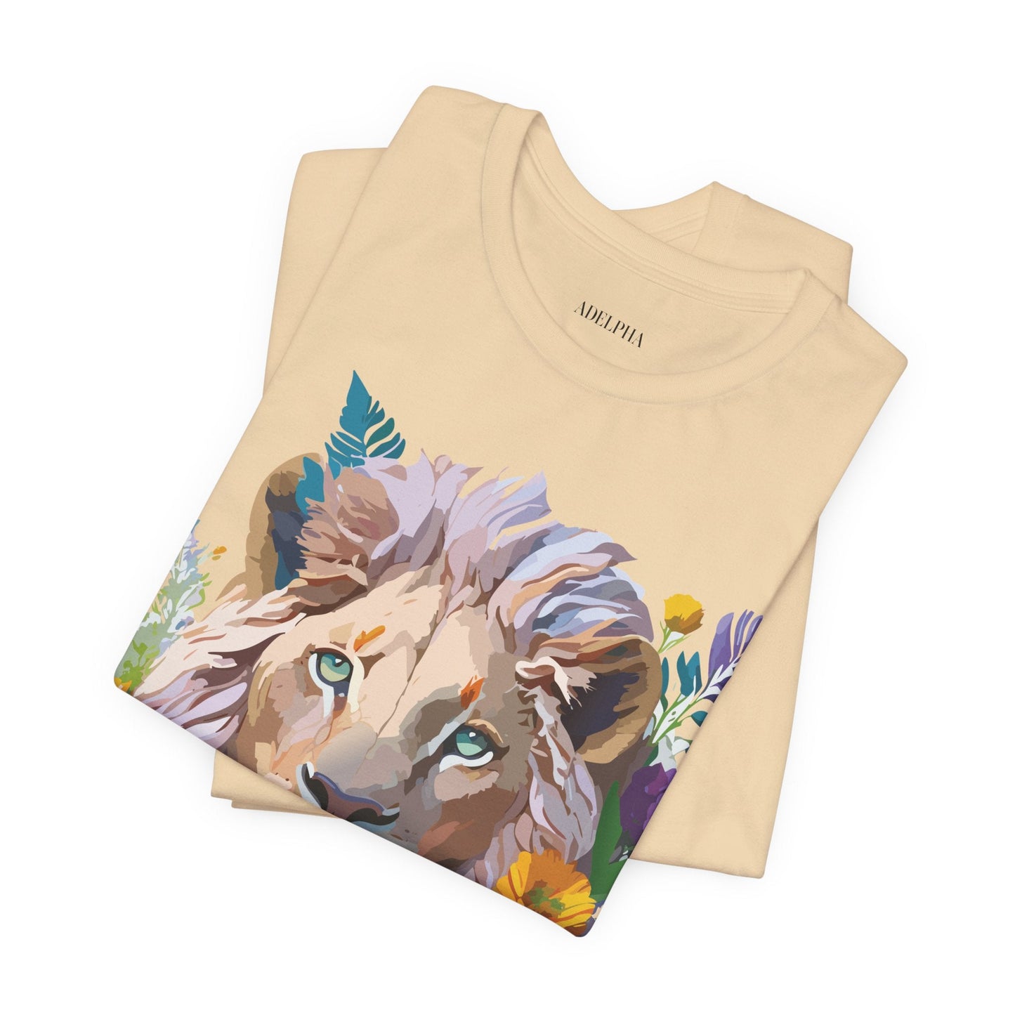 Lion Graphic Tee Unisex Short Sleeve Shirt With Vintage Inspired Artwork By Adelpha