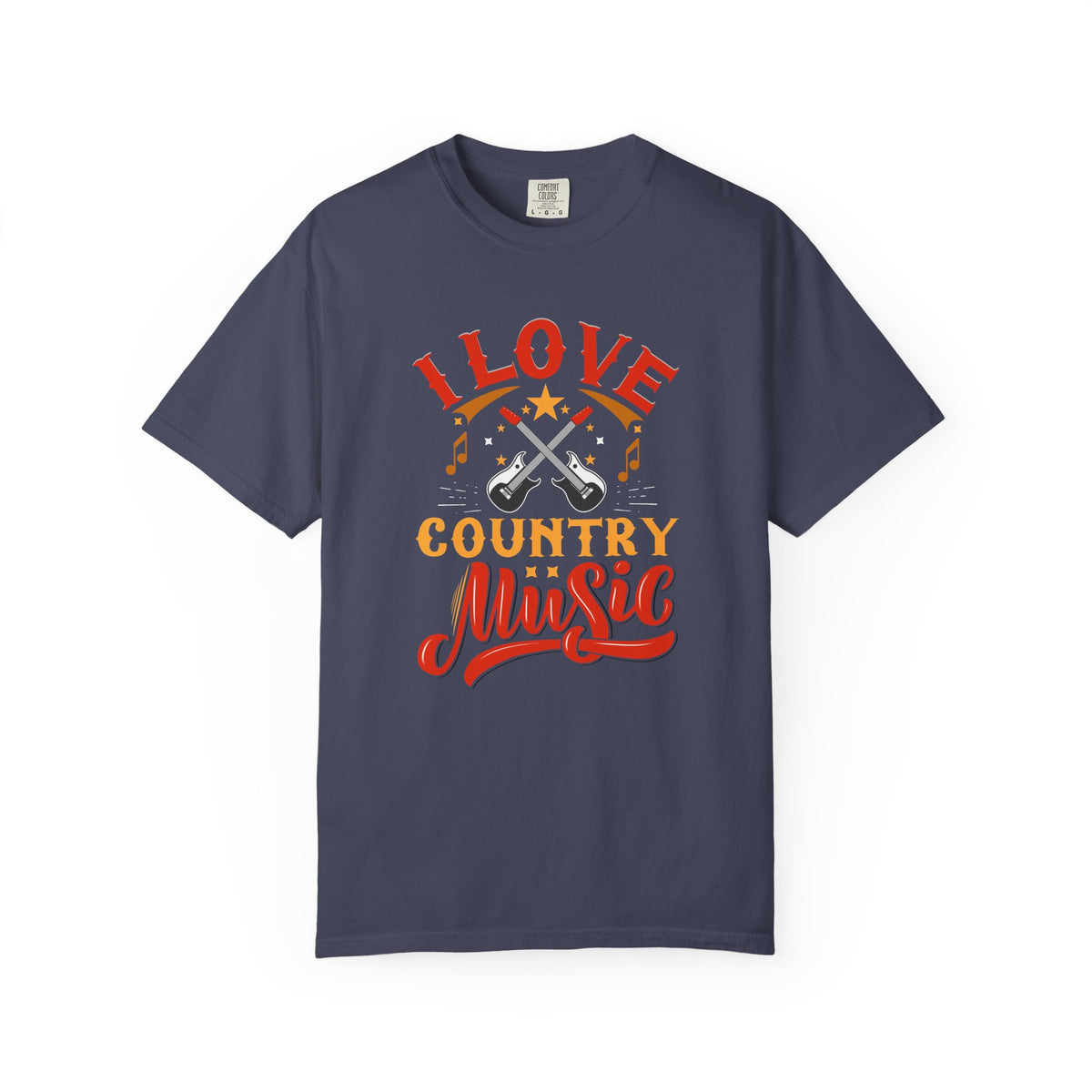 I Love Country Music T-shirt Country Guitar Typography Unisex Cotton Tee 050
