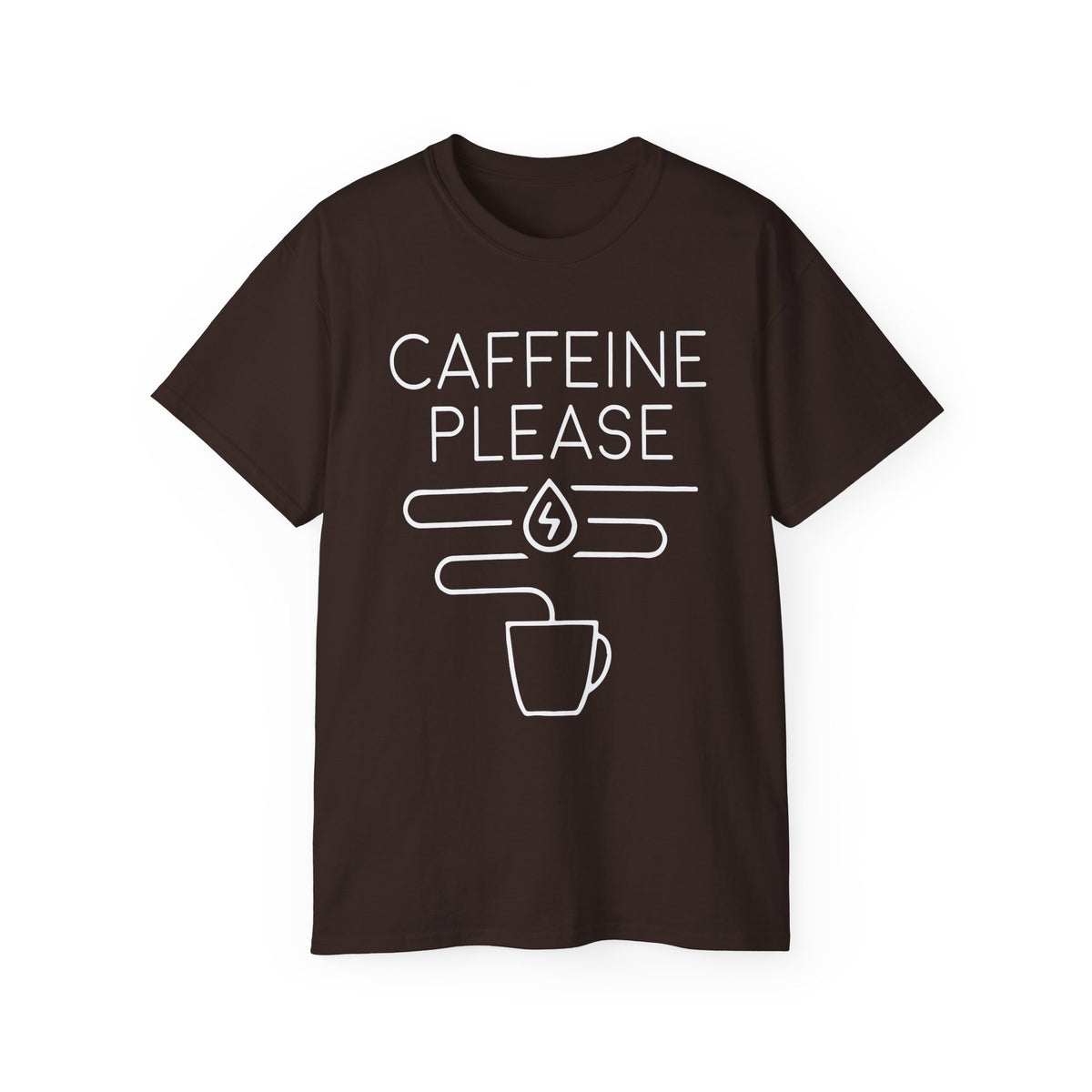 Caffeine Please tee | Coffee Graphic Tee, Minimal Coffee Mug Design