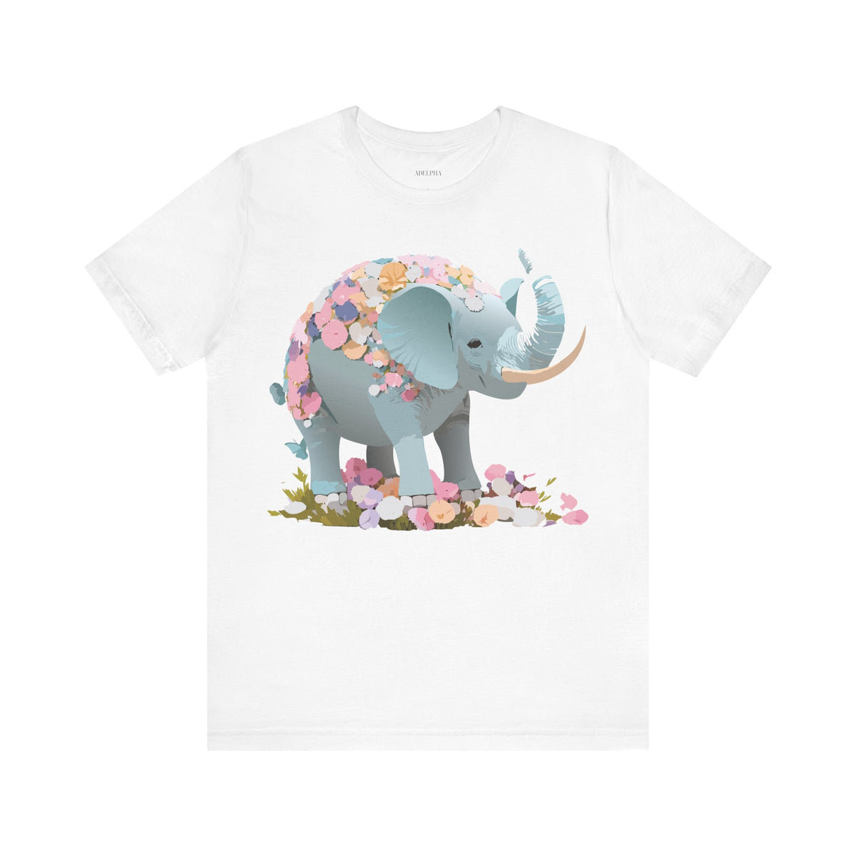 Elephant Graphic Unisex Cotton Bella+Canvas Tee with Art Animal Design e126