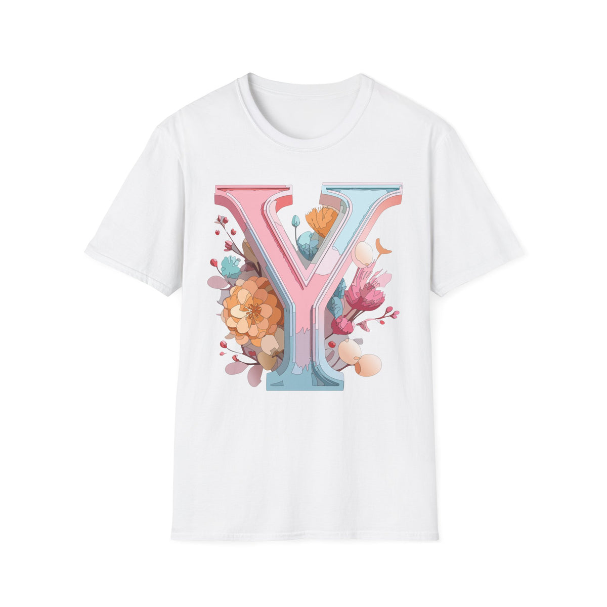 Floral Letter V T-Shirt | Pastel Monogram V Tee