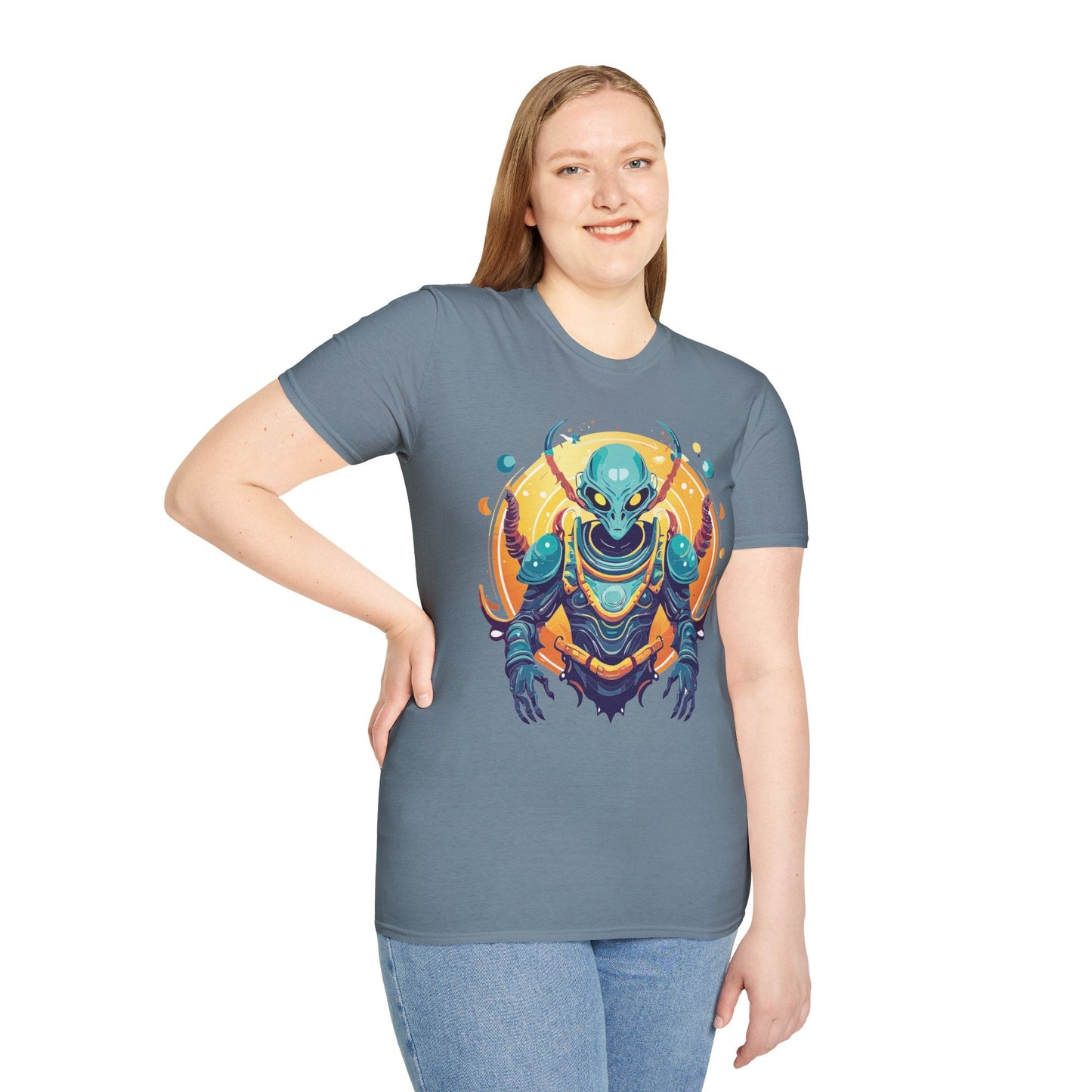 Alien Graphic Unisex Cotton Softstyle UFO Artwork Tee 16