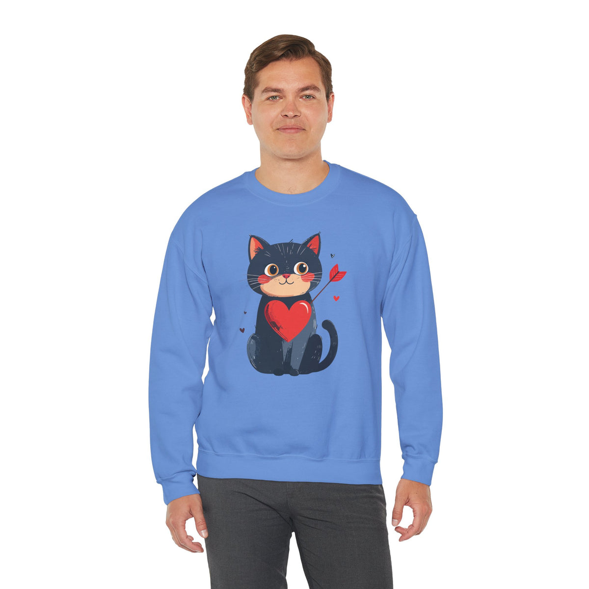 Cat Heart Sweatshirt, Heart Sweatshirt, Cat Sweatshirt, Valentine's Day Sweatshirt, 50/50 Cotton-Poly Animal Sweatshirt 108