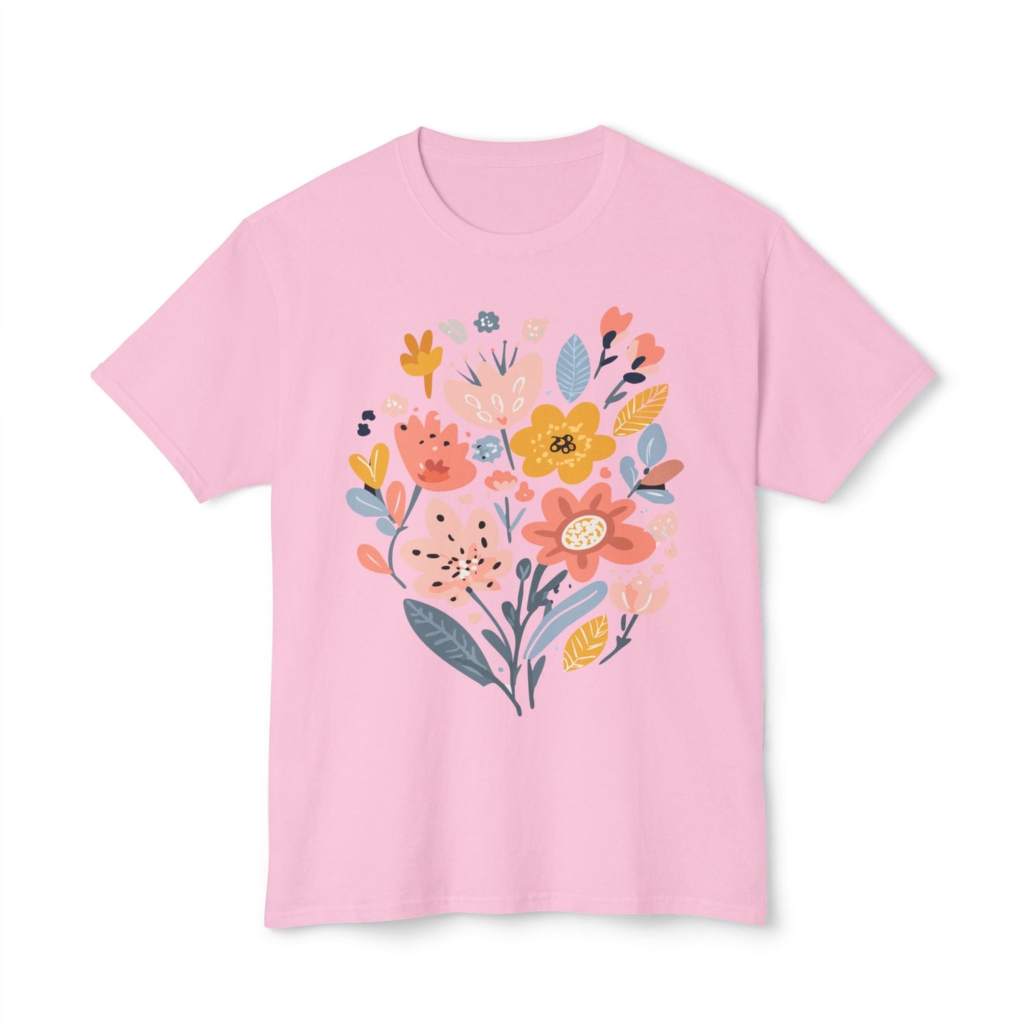 Unisex HD Cotton Floral Art Print T Shirt With Vintage Flowers Design Tee Premium Quality