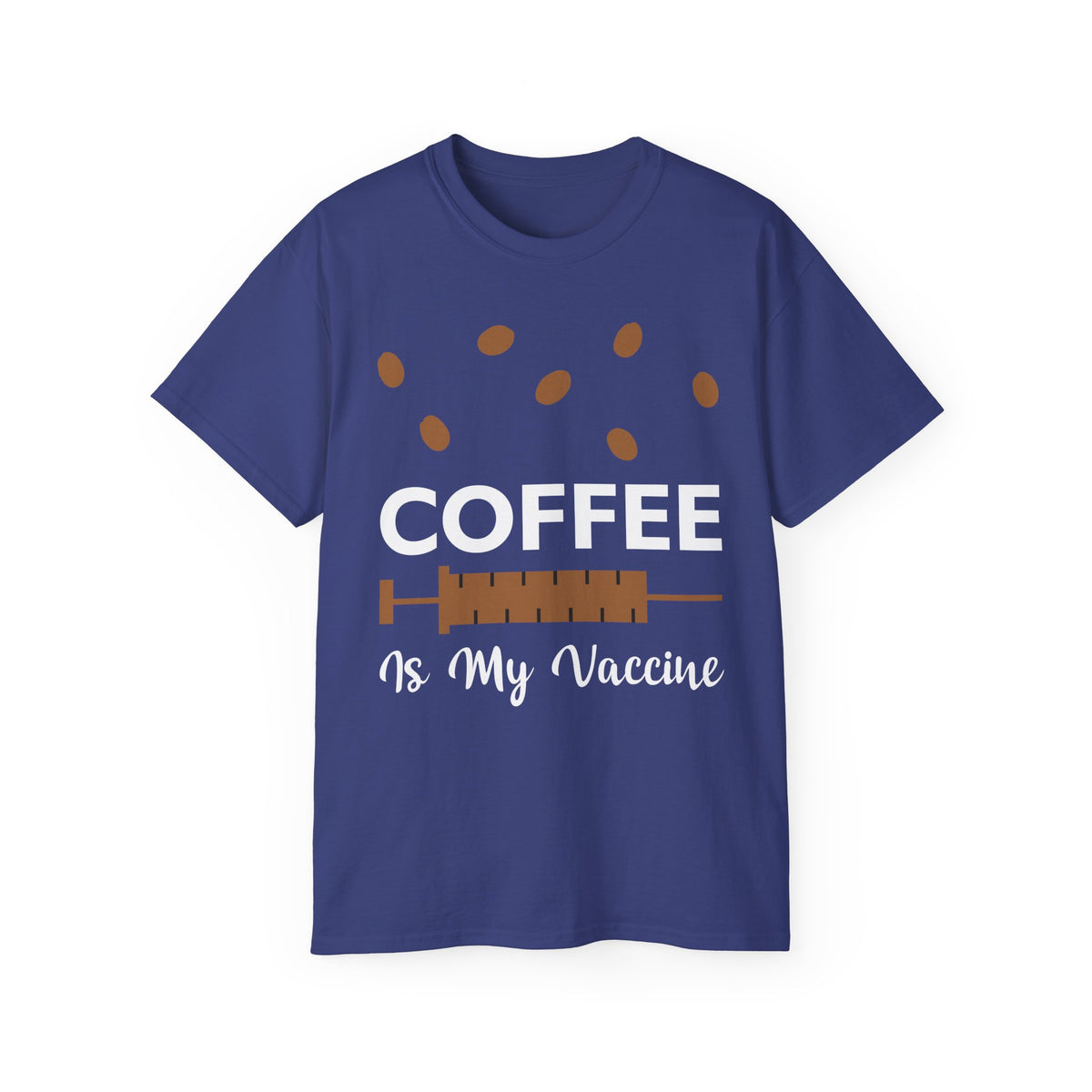Coffee Is My Vaccine Tee | Coffee Beans & Syringe Graphic