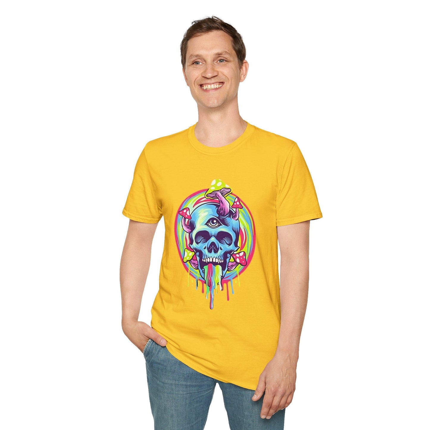 Unisex Skull Tee Shirt With Skeleton Design Cotton Softstyle 64000 T Shirt Premium Cotton Tee