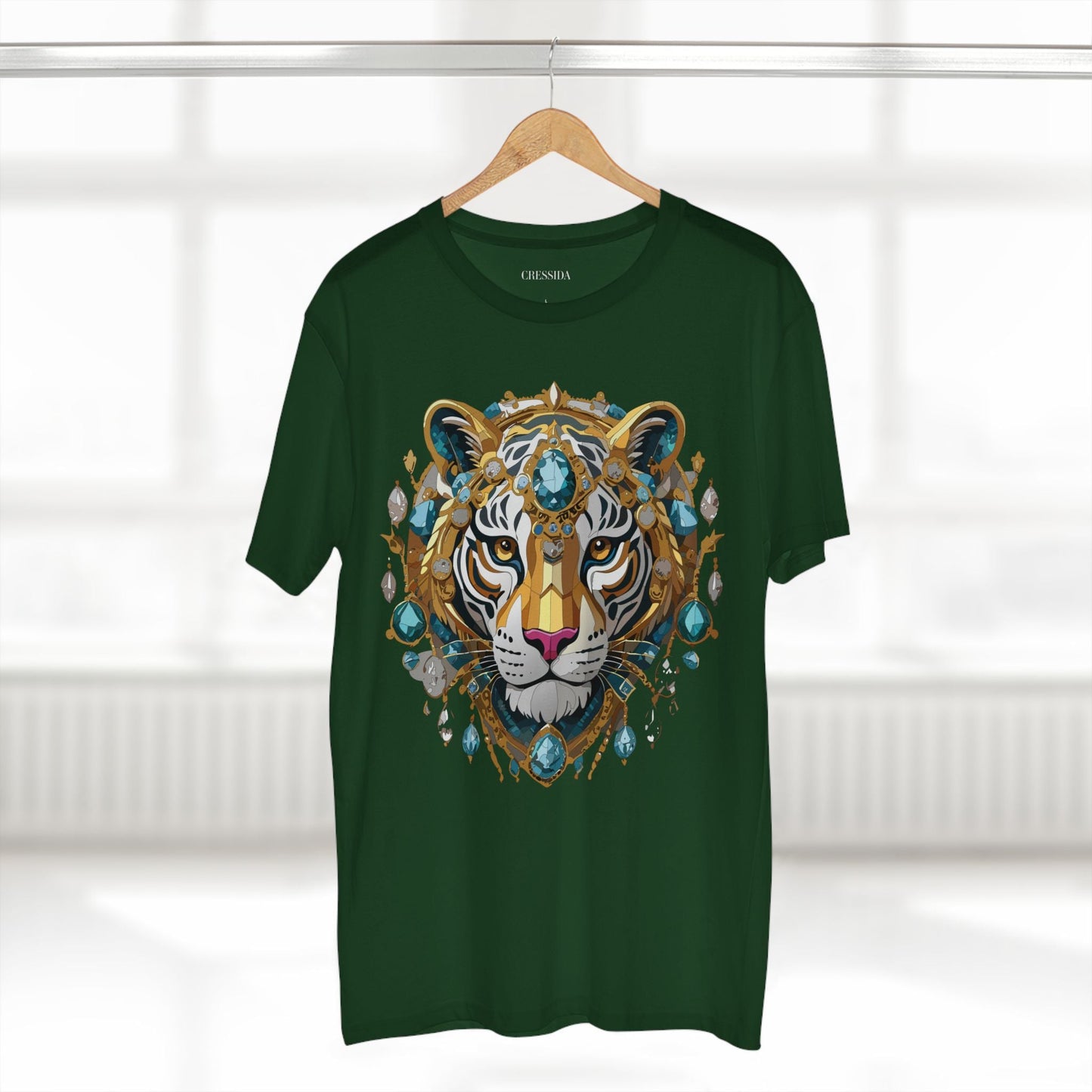 Tiger Graphic Unisex 100 Cotton Tee With Unique Animal Golden Medallion Art Design 50
