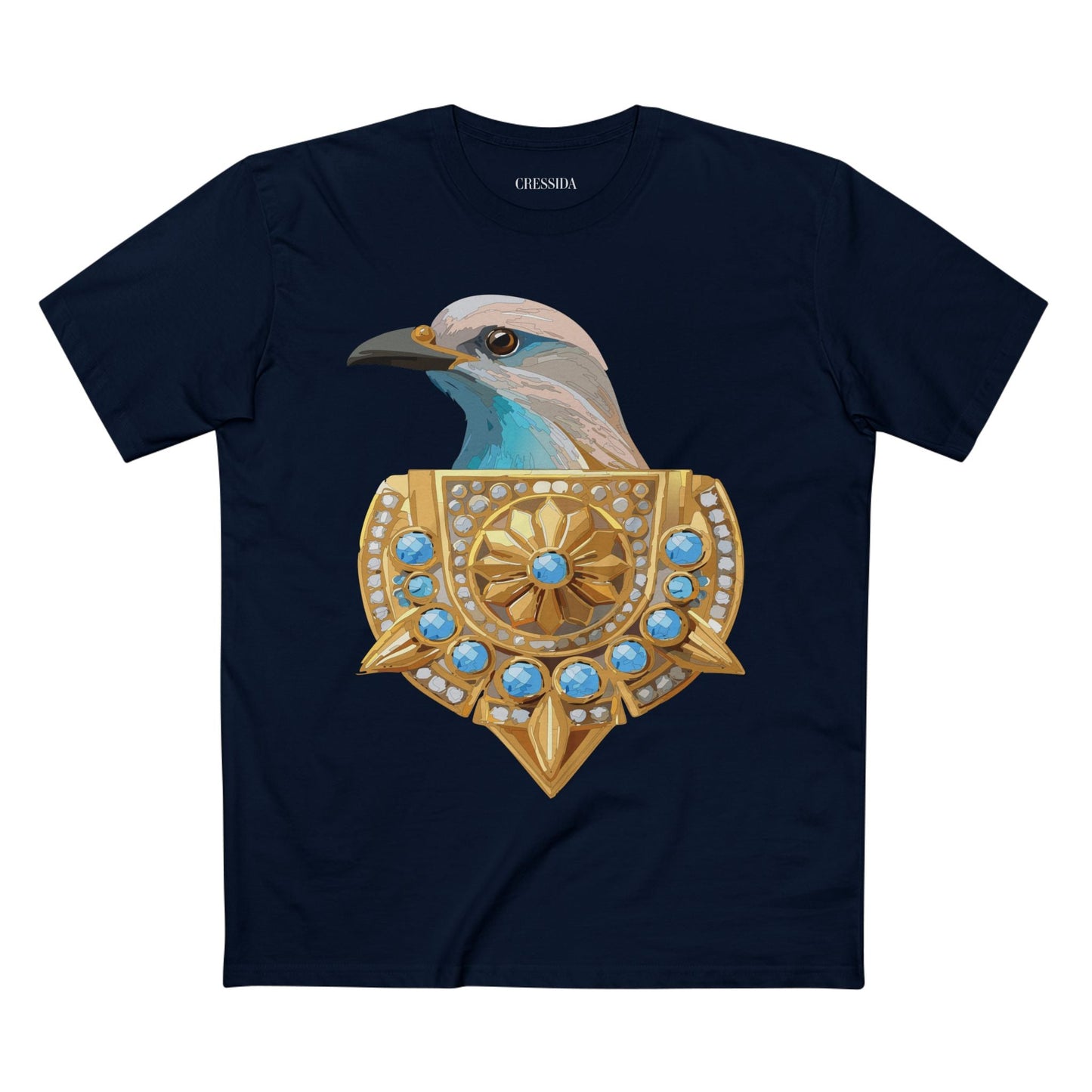 Bird Graphic Unisex 100 Cotton Tee With Unique Animal Golden Medallion Art Design 16