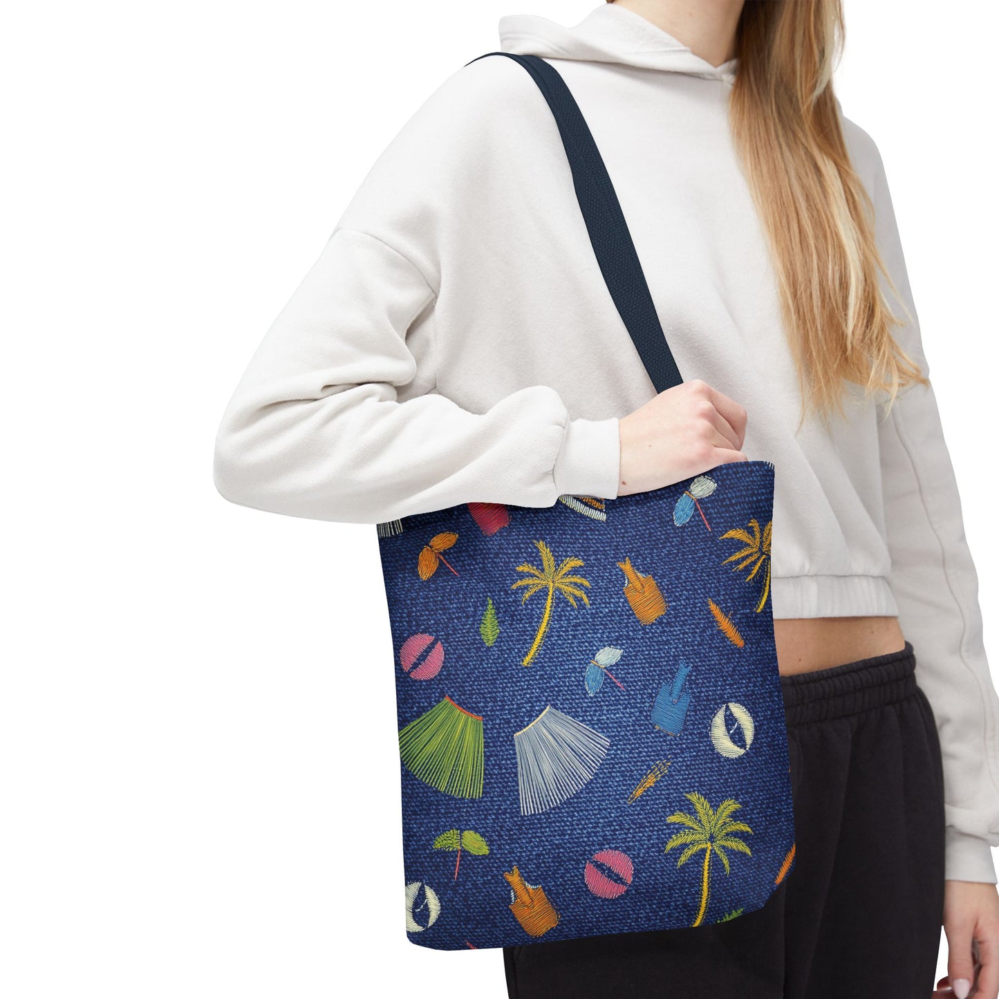 Denim Fabric Imitation Print Unisex Canvas Bag Poly Spun 3 Sizes Tote Bag 182-3